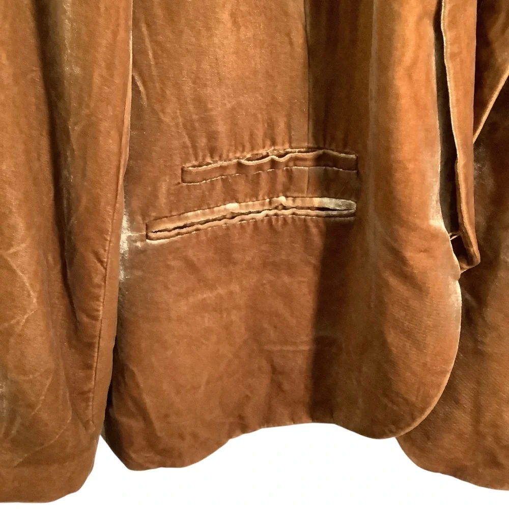 Garnet Hill Luxurious Tan Velvet Blazer Jacket Lined - Picture 5 of 8